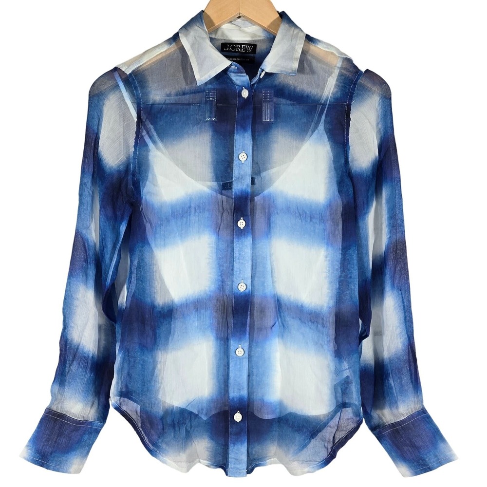 J. Crew Garcon Classic Fit Shirt Blue White Watercolor Tie Dye BY677 NWT Size 00